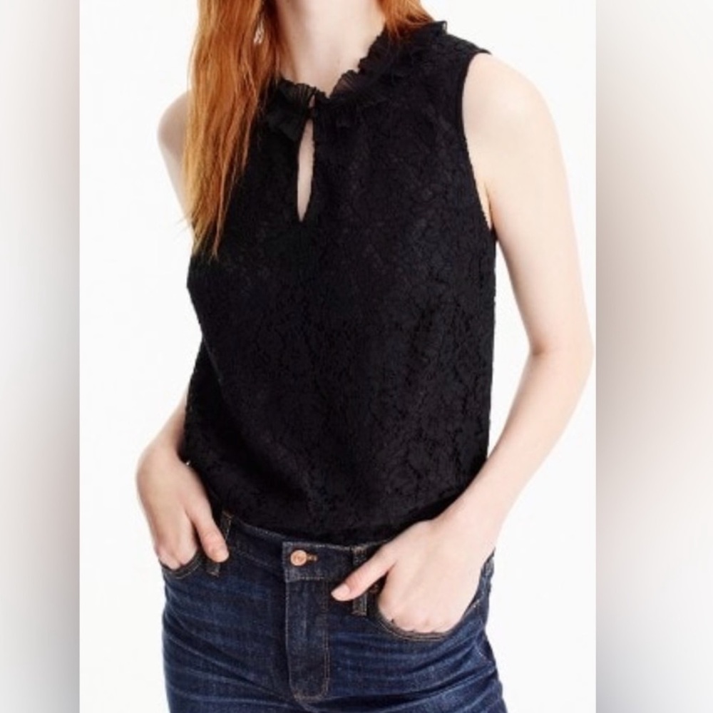 NWOT J.Crew Lace Ruffle-neck Sleeveless Top H2203